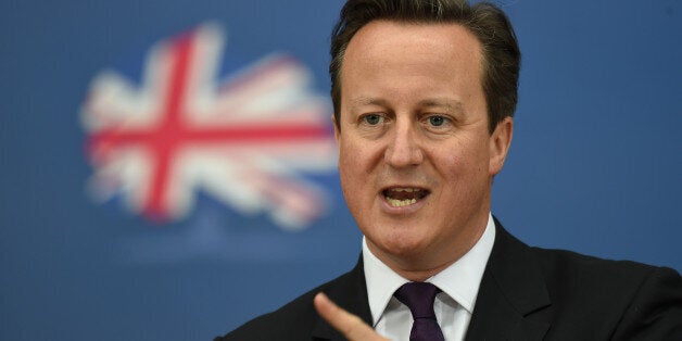 Prime Minister David Cameron gives a speech as part of the Conservative Party's European and Local Election campaign at the JCB World Logistics site in Newcastle-under-Lyme.