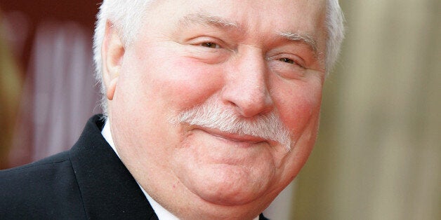 Lech Walesa arrives at Mikhail Gorbachev's 80th Birthday Gala at the Royal Albert Hall in London on March 30,2011.