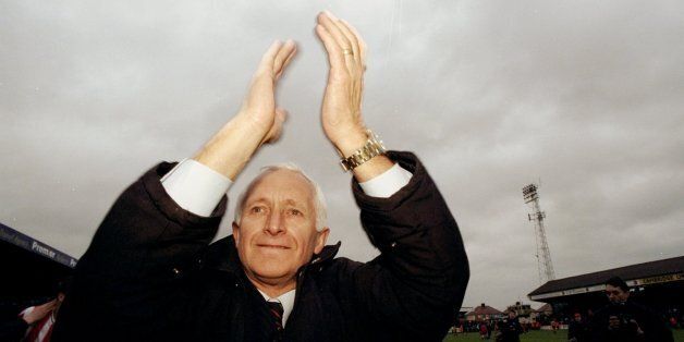 8 May 1999: Ron Noades Brentford Chairman celebrates winning the Championship after the Nationwide Division Three match against Cambridge played in Cambridge, England. The match finished in a 0-1 win to Brentford. \ Mandatory Credit: Allsport UK /Allsport
