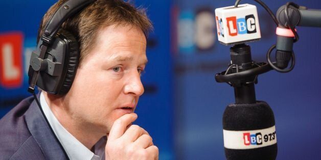 Deputy Prime Minister Nick Clegg during the Call Clegg show, on LBC 97.3 radio, at studios in Leicester Square, central London.