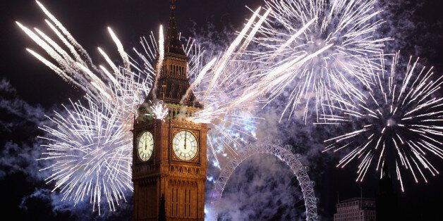 LONDON, ENGLAND - JANUARY 01: Fireworks light up the London skyline and Big Ben just after midnight on January 1, 2012 in London, England. Thousands of people lined the banks of the River Thames in central London to ring in the New Year with a spectacular fireworks display. (Photo by Dan Kitwood/Getty Images)