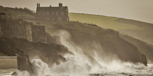 Rough seas at Porthleven, Cornwall, as England and Wales face a battering tonight from the worst storm in five years, forecasters warn.