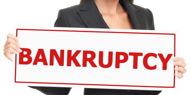 bankruptcy sign. business woman ...