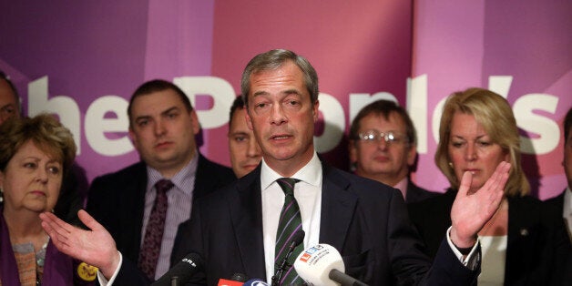 Ukip leader Nigel Farage gives a speech at the Intercontinental Hotel, London, as he celebrates his partyÕs results in the polls for the European Parliament.