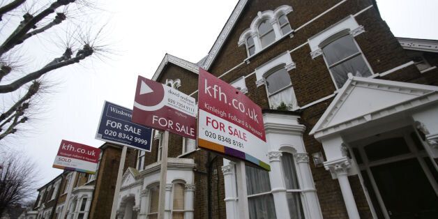 File photo dated 27/01/14 of For Sale signs displayed outside houses in Finsbury Park, north London, as house prices in the city have leapt by 18.2% annually, widening the gap between property values in the capital and those in the rest of the UK to the largest levels on record, building society Nationwide has reported.