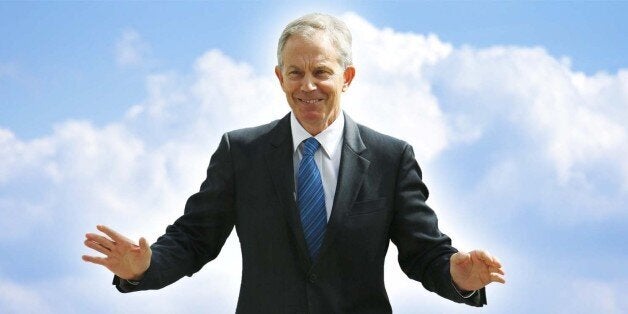 Tony Blair, former U.K. prime minister, pauses during an event at Bloomberg LP's offices in London, U.K., on Wednesday, April 23, 2014. Blair told an audience in London today that governments must overcome their resistance to talking about religion to tackle conflicts in the Middle East and North Africa and engage in 'the essential battle' for global security. Photographer: Chris Ratcliffe/Bloomberg via Getty Images