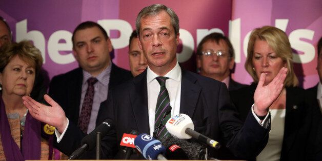 Ukip leader Nigel Farage gives a speech at the Intercontinental Hotel, London, as he celebrates his partyÕs results in the polls for the European Parliament.