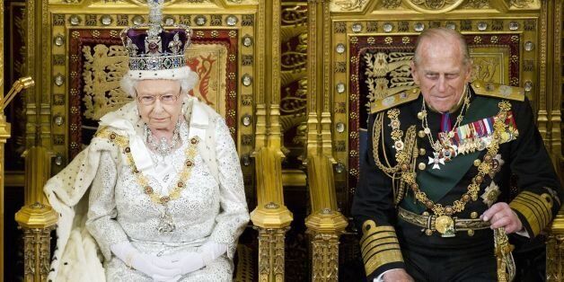 Queen Elizabeth II and the Duke of Edinburgh during the Queens Speech at the State opening of Parliament at the Palace of Westminster in London.