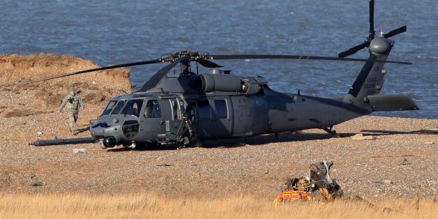 The wreckage of the Pave Hawk helicopter that crashed on Tuesday