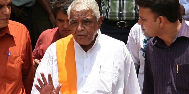 NEW DELHI, INDIA ï¿½ JUNE 21: Former Madhya Pradesh Chief Minister Babulal Gaur comes out after a meeting of the Group of Ministers (GoM) on the Bhopal gas tragedy in New Delhi on June 21, 2010. (Photo by Shekhar Yadav/India Today Group/Getty Images)
