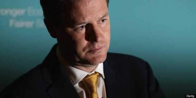 LONDON, ENGLAND - MAY 22: Deputy Prime Minister Nick Clegg speaks during a press conference at Admiralty House on May 22, 2013 in London, England. Mr Clegg spoke to members of the media about his Liberal Democrat party and the coalition with the Conservative party ahead of the next general election in 2015. (Photo by Dan Kitwood/Getty Images)