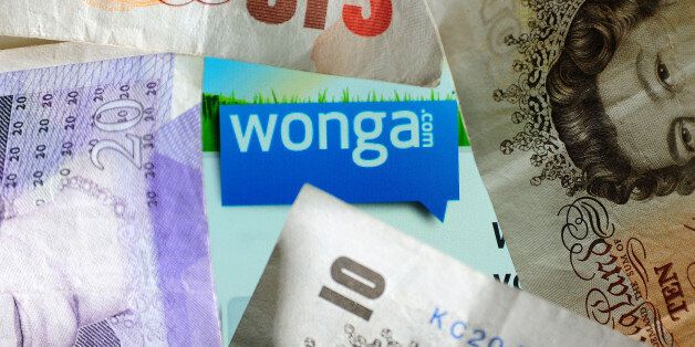 General view of the logo of money lending website Wonga.
