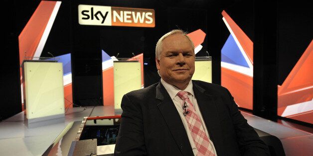 Sky News presenter Adam Boulton on the newly erected set inside the studio in Bristol where he will moderate the live election debate with all three leading party leaders tomorrow.