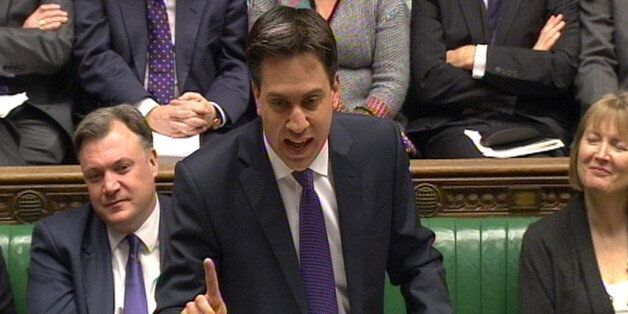 Labour party leader Ed Miliband speaks during Prime Minister's Questions in the House of Commons, London.