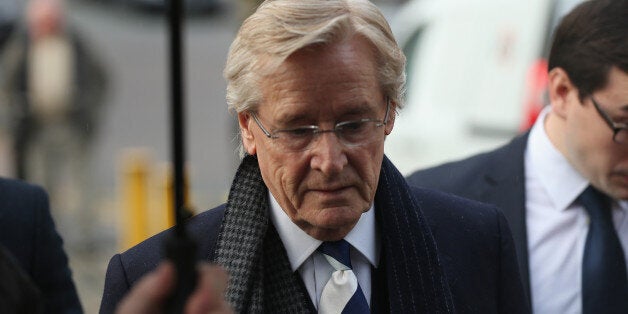 PRESTON, LANCASHIRE - JANUARY 14: Coronation Street Star William Roache arrives at Preston Crown Court for the start of his trial of historical sexual offence allegations on January 14, 2014 in Preston, Lancashire. Coronation Street star Roache who plays the character Ken Barlow on the ITV soap, is charged with two counts of rape involving a 15-year-old girl. The offences allegedly took place between April and July 1967. Roache is also charged with five counts of indecent assault against four g