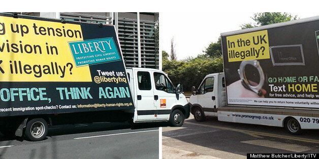 The Liberty van outside the Home Office