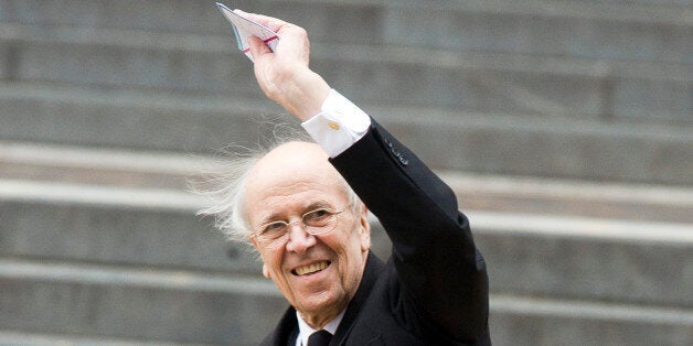 Lord Norman Tebbit attending the funeral of Baroness Thatcher at St Paul's Cathedral in London.