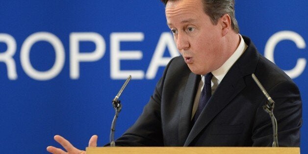 British Prime Minister David Cameron gives a press conference after an EU summit focused on the common security, Defence policy and Economic and Monetary union, in Brussels on December 20, 2013. European leaders have put the economic crisis behind them by agreeing a landmark bank deal, but stumbled on deeper economic reforms and defence policy, highlighting the tough road to greater EU integration. AFP PHOTO / ALAIN JOCARD (Photo credit should read ALAIN JOCARD/AFP/Getty Images)