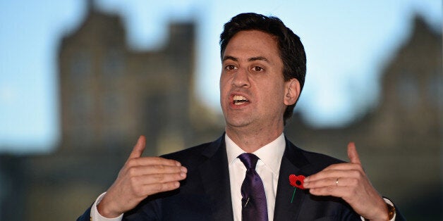 EDINBURGH, SCOTLAND - NOVEMBER 07: Leader of the Labour Party Ed Miliband speaks as he visits Standard Life on November, 11, 2013 in Edinburgh, Scotland. The Labour leader was attending a Q&A session in Scotland, where he has recently come under pressure to have a inquiry into allegations of vote rigging by the Unite union in Falkirk. (Photo by Jeff J Mitchell/Getty Images)