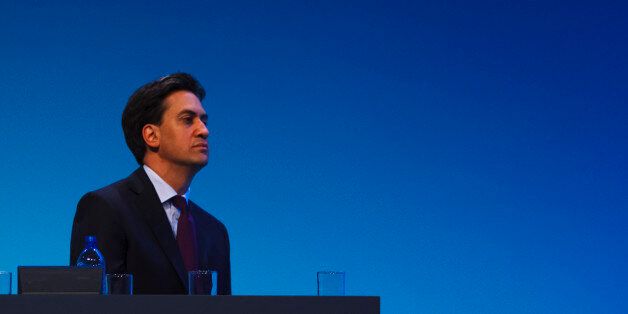 Labour leader Ed Miliband speaks during the first day of Labour's annual party conference in Brighton.