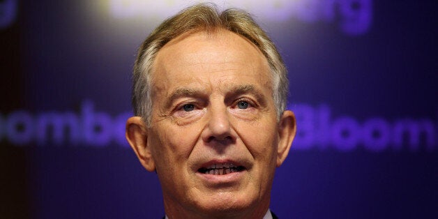 LONDON, ENGLAND - APRIL 23: Former British Prime Minister Tony Blair speaks at Bloomberg on April 23, 2014 in London, England. In his speech to financial workers Mr Blair warned of the need for the west to focus on the threat of Islamic extremism. (Photo by Peter Macdiarmid/Getty Images)