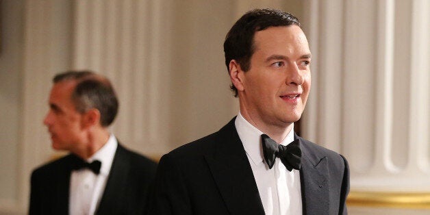 LONDON, ENGLAND - JUNE 12: Chancellor of the Exchequer George Osborne (R) is followed by Mark Carney, Governor of the Bank of England, as they enter the 'Lord Mayor's Dinner to the Bankers and Merchants of the City of London' at the Mansion House on June 12, 2014 in London, England. In his keynote speech the Chancellor is announcing new measures to tackle 'the unacceptable behaviour of the few and ensure that markets are fair for the many who depend on them'. (Photo by Peter Macdiarmid - WPA P