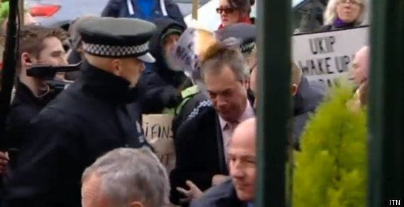 Nigel Farage Hit With Protest Placard Man Charged With Assault Huffpost Uk News 