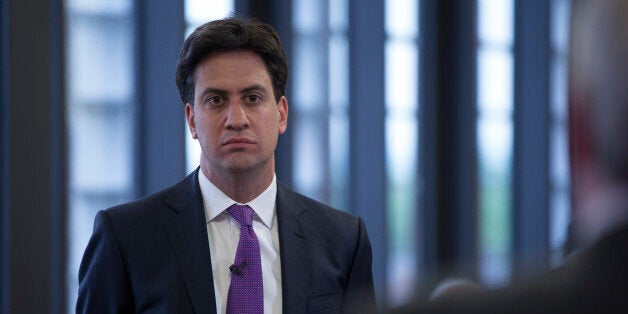 PURFLEET, ENGLAND - MAY 27: Ed Miliband, the leader of the Labour Party, addresses an audience at 'The Backstage Centre' on May 27, 2014 in Purfleet, England. Mr Miliband spoke on his strategy for rebuilding trust in politics following the local council and European elections which saw a surge in support for the UK Independence Party. (Photo by Oli Scarff/Getty Images)