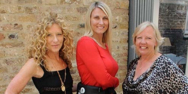 Running Mat's Donna Kerr-Foley poses with Deborah Meaden and Kelly Hoppen