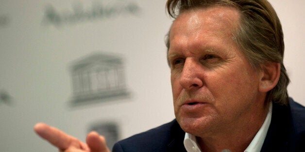 Malaga's German new coach Bernd Schuster gives a press conference during his official presentation at the Rosaleda stadium in Malaga, on June 19, 2013. La Liga is familiar territory for Schuster, who played for Barcelona, Real and Atletico Madrid, and as a coach guided Real to the 2008 league title. AFP PHOTO/ JORGE GUERRERO (Photo credit should read Jorge Guerrero/AFP/Getty Images)