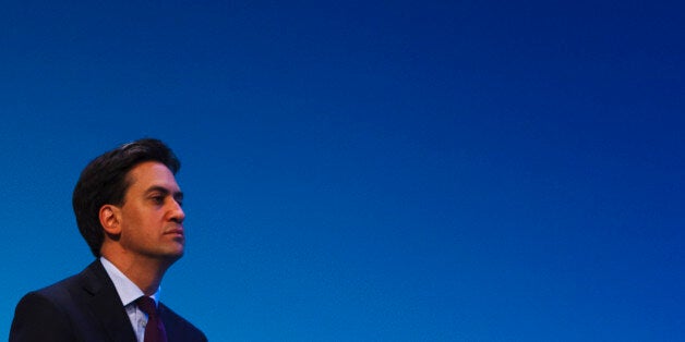 Labour leader Ed Miliband speaks during the first day of Labour's annual party conference in Brighton.