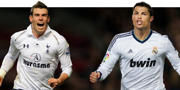 MANCHESTER, ENGLAND - JANUARY 24: Cristiano Ronaldo of Manchester United clashes with Gareth Bale of Tottenham Hotspur during the FA Cup sponsored by e.on Fourth Round match between Manchester United and Tottenham Hotspur at Old Trafford on January 24 2009 in Manchester, England. (Photo by Tom Purslow/Manchester United via Getty Images)