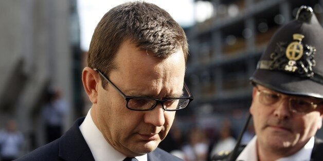 LONDON, ENGLAND - JUNE 24: Former government Director of Communications and News of The World editor Andy Coulson leaves the Old Bailey on June 24, 2014. Former government Director of Communications and News of The World editor Andy Coulson has been found guilty of conspiracy to hack phones after an eight month trial at the Old Bailey. Rebekah Brooks, former editor and News International Chief Executive has been found not guilty of all charges against her. The charges of phone hacking were broug