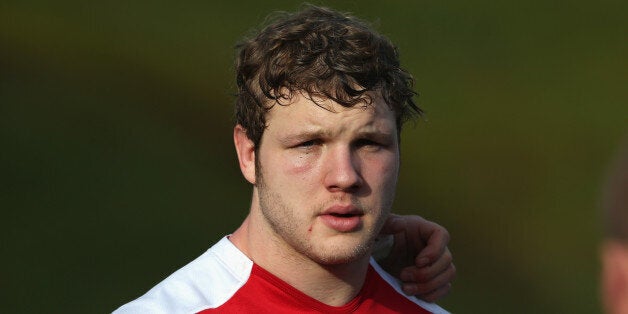 BAGSHOT, ENGLAND - JANUARY 28: Joe Launchbury looks on during the England training session at Pennyhill Park on January 28, 2014 in Bagshot, England. (Photo by David Rogers/Getty Images)