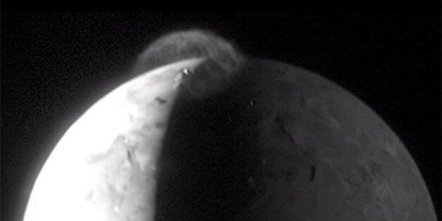 The above eruption by Io's Tvashtar volcano was spotted in 2007 by the New Horizons space craft