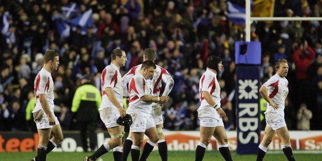 England players trudge off after their 2006 Calcutta Cup defeat to Scotland
