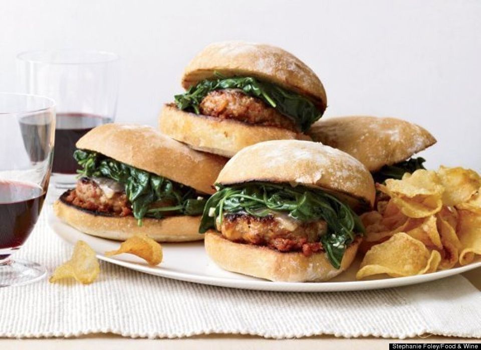 Italian-Sausage Burgers With Garlicky Spinach 
