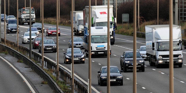 Vehicles travel along the M1 motorway near Nottingahm.