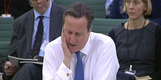 Prime Minister David Cameron giving evidence in front of the Joint Committee on National Security Strategy at Portcullis House in London.