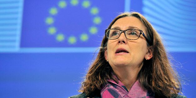 EU commissioner for Home Affairs Cecilia Malmstroem gives a press conference on Lampedusa situation and the task force for the Mediterranean on December 4,2013 at the EU Headquarters in Brussels. AFP PHOTO GEORGES GOBET (Photo credit should read GEORGES GOBET/AFP/Getty Images)