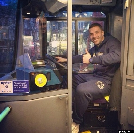 Lukas Podolski Arsenal Striker Hires London Bus To Beat Tube Strike Huffpost Uk