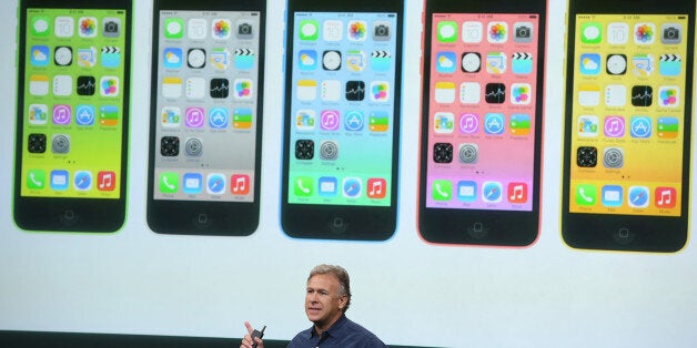 CUPERTINO, CA - SEPTEMBER 10: Apple Senior Vice President of Worldwide Marketing at Phil Schiller speaks about the new iPhone 5C during an Apple product announcement at the Apple campus on September 10, 2013 in Cupertino, California. The company launched the new iPhone 5C model that will run iOS 7 is made from hard-coated polycarbonate and comes in various colors. (Photo by Justin Sullivan/Getty Images)