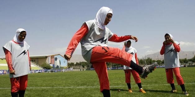 Iranian women footballers in training back in 2009