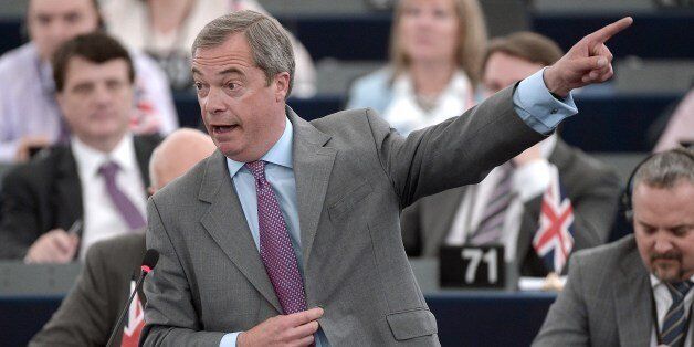 Leader of the UK Independence Party (UKIP) Nigel Farage speaks during a debate on the results of the June 26-27 European Council, on July 2, 2014 at the European Parliament in Strasbourg, eastern France. AFP PHOTO/FREDERICK FLORIN (Photo credit should read FREDERICK FLORIN/AFP/Getty Images)
