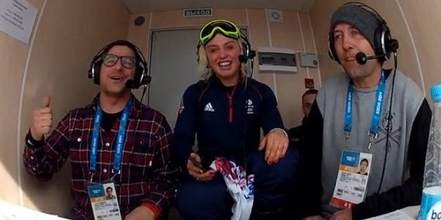 The BBC's commentary team during Jenny Jones' bronze medal triumph on Sunday