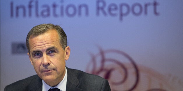 LONDON - AUGUST 7: Mark Carney, governor of the Bank of England, speaks during the bank's quarterly inflation report news conference at the Bank of England on August 7, 2013 in London, England. The Bank of England for the first time linked the outlook for its benchmark interest rate to unemployment and inflation and will keep its current policy 'at least' until the jobless rate falls to 7 percent. (Photo by Simon Dawson/Bloomberg - Pool /Getty Images)