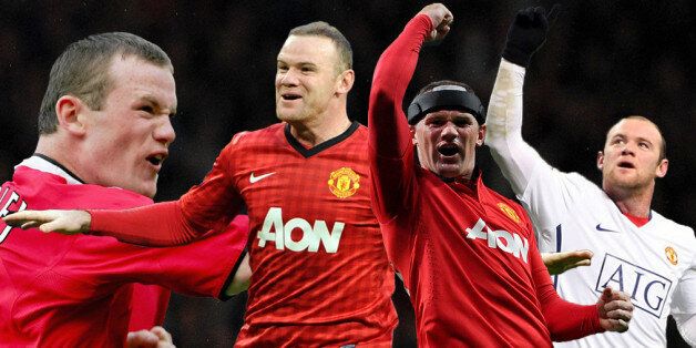 Manchester United's Wayne Rooney celebrates his teams third goal during the UEFA Champions League Group A match at Old Trafford, Manchester.