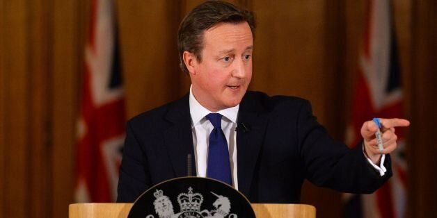 Prime Minister David Cameron addresses the media during a press conference in 10 Downing Street, London, where he promised that