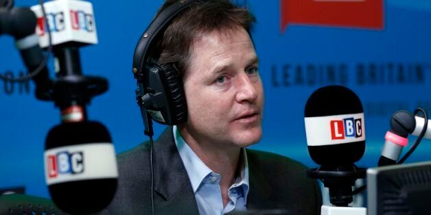 The Deputy Prime Minister Nick Clegg takes part in the first national 'Call Clegg' phone-in on LBC since the London radio station started broadcasting across the UK on digital radio.