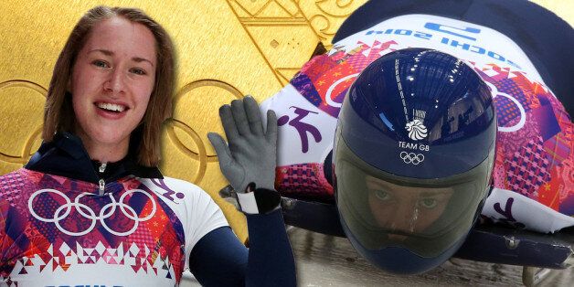 Great Britain's Lizzy Yarnold waves after her third run in the Womens Skeleton at the Sanki Sliding Centre during the 2014 Sochi Olympic Games in Krasnaya Polyana, Russia.
